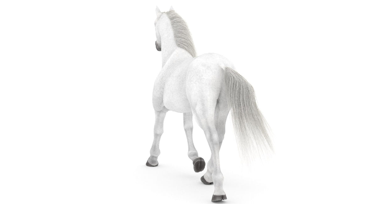 Rigged White Horse 3D Model