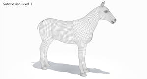 Rigged White Horse 3D Model Thumbnail