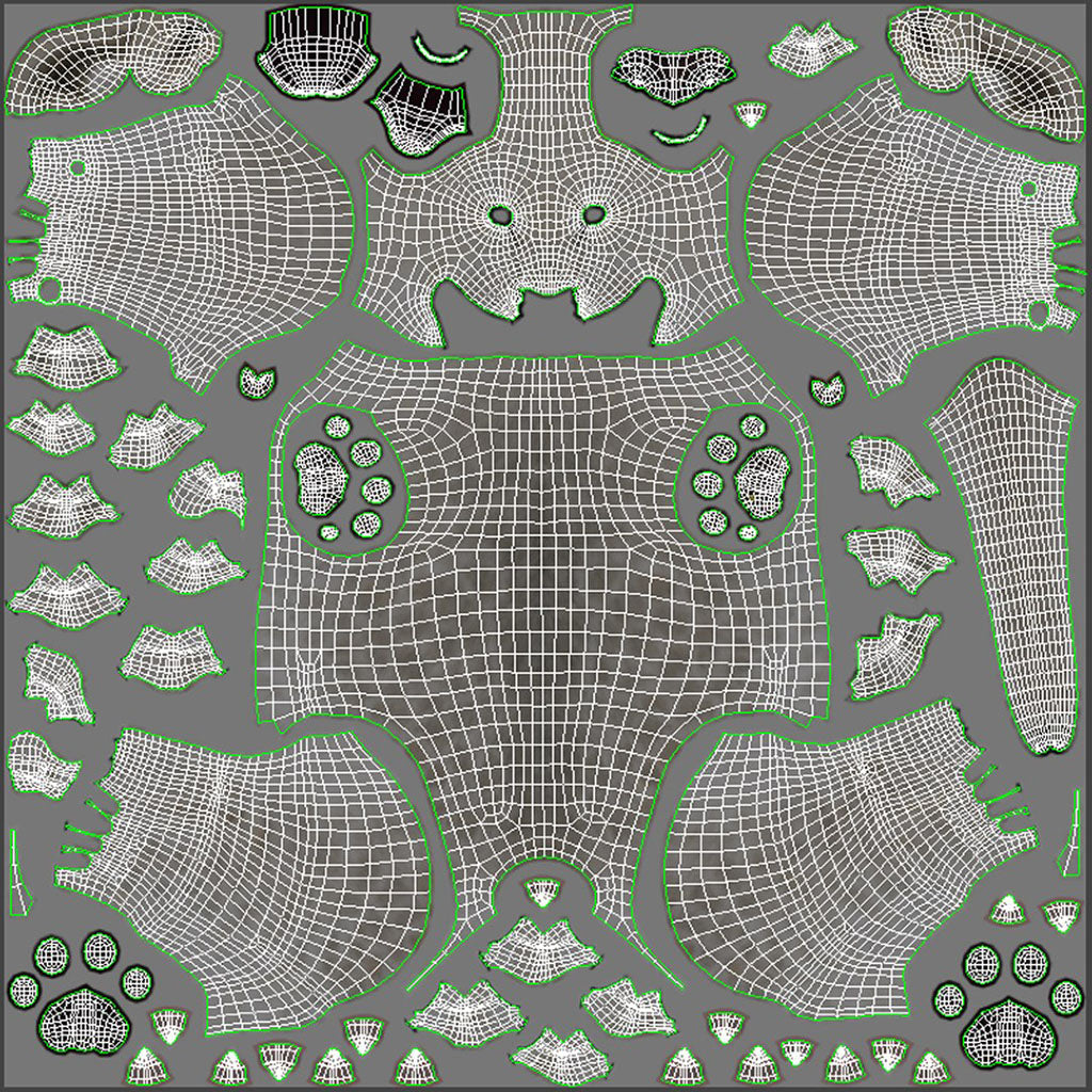 White Lion Cub 3D Model Body UVs