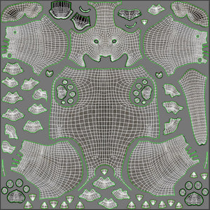 White Lion Cub 3D Model Body UVs Thumbnail