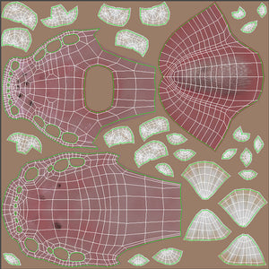 White Lion Cub 3D Model Mouth UVs Thumbnail