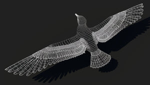 Seagull 3D Model Wireframe View Subdivision Level 0 Thumbnail