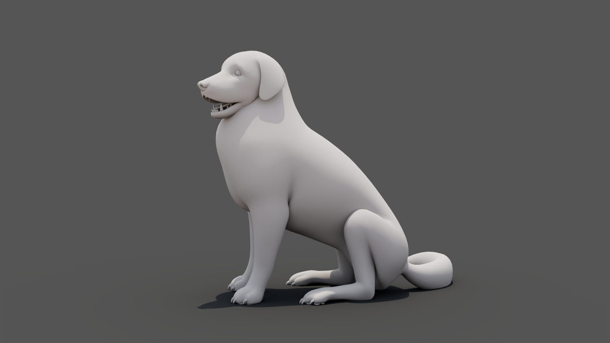 Rigged Great Pyrenees Dog 3D Model - Untextured Previz - 360 Degree View