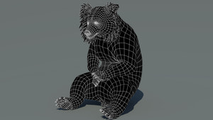 3D wireframe model of a sloth bear on a gray background Thumbnail
