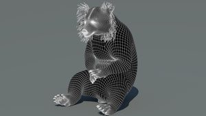 3D wireframe model of a sloth bear on a gray background Thumbnail