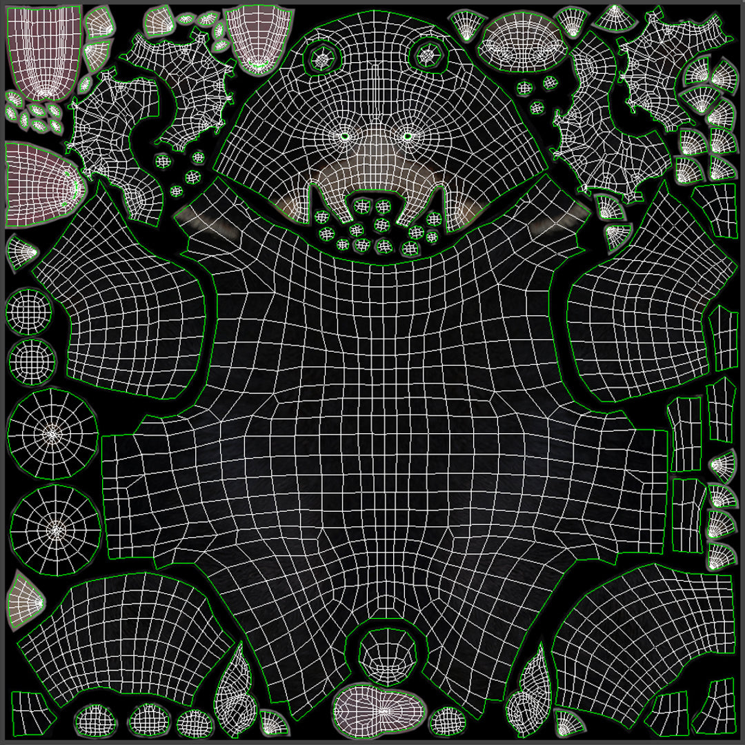 Sloth Bear 3D Model body UV map