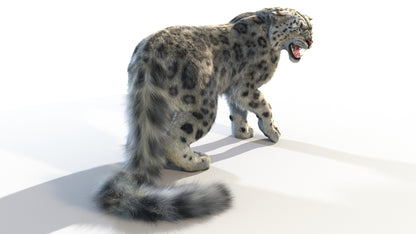 Animated Snow Leopard 3D Model Fur