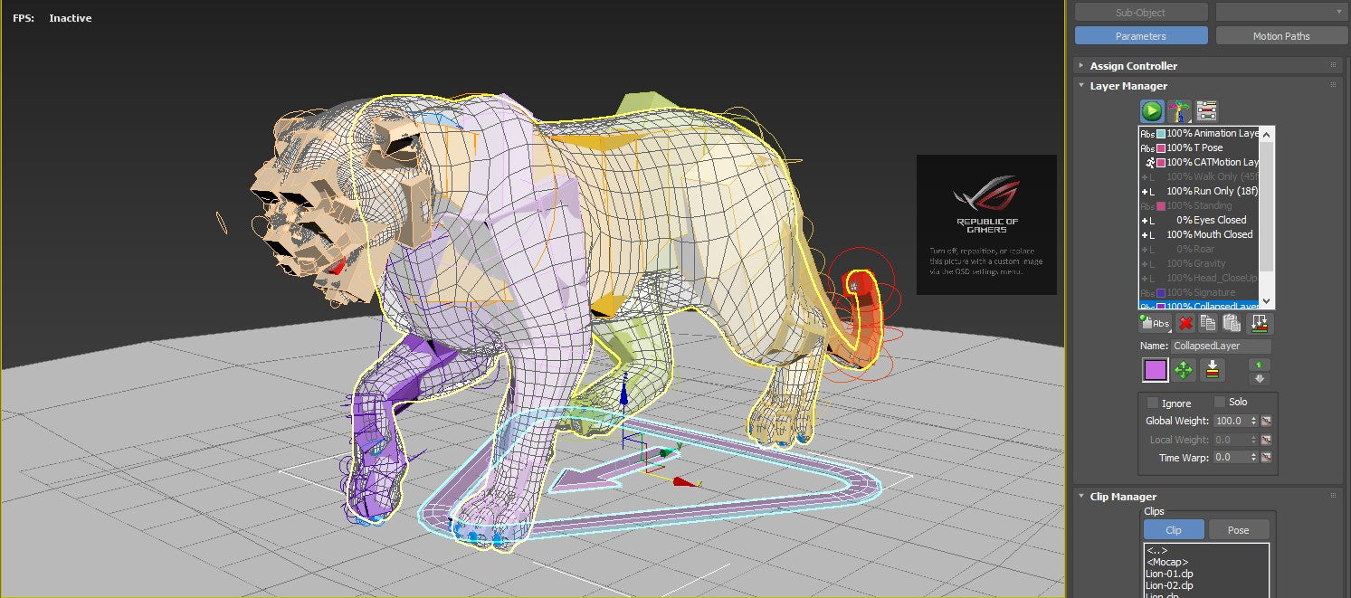 Animated Snow Leopard 3D Model - 3ds max scren printscreen
