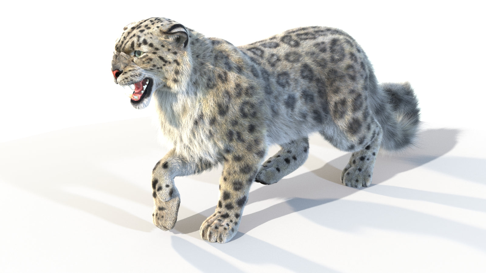 Animated Snow Leopard 3D Model Fur 360° view 4 frame 19