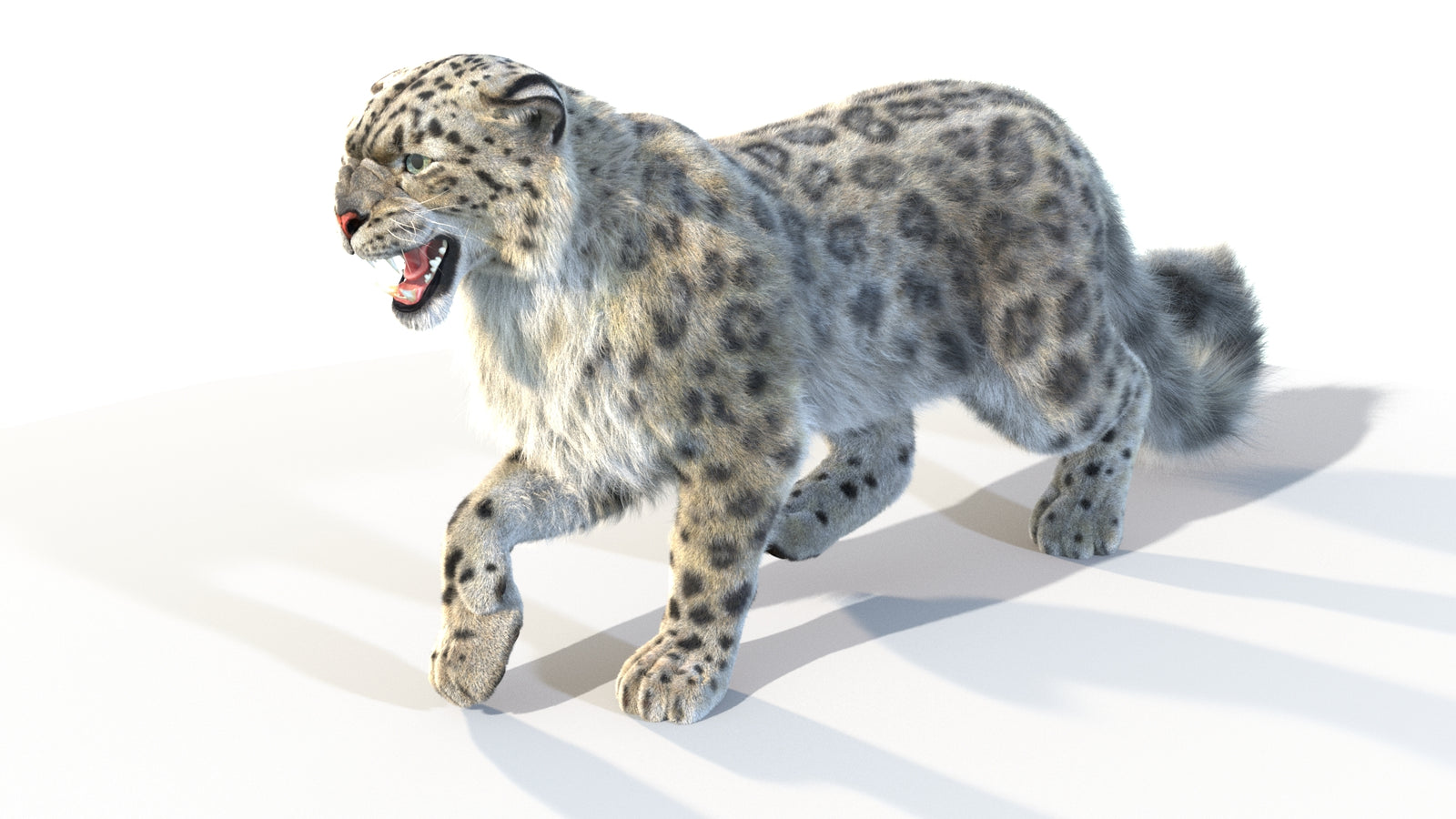 Animated Snow Leopard 3D Model Fur 360° view 4 frame 20