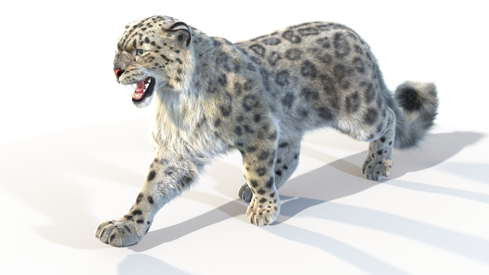 Animated Snow Leopard 3D Model Fur 360° view 4 frame 26