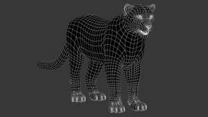 Snow Leopard 3D Model Wireframe View Subdivision Level 0 Thumbnail