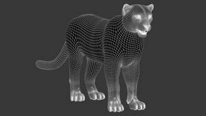 Snow Leopard 3D Model Wireframe View Subdivision Level 1 Thumbnail