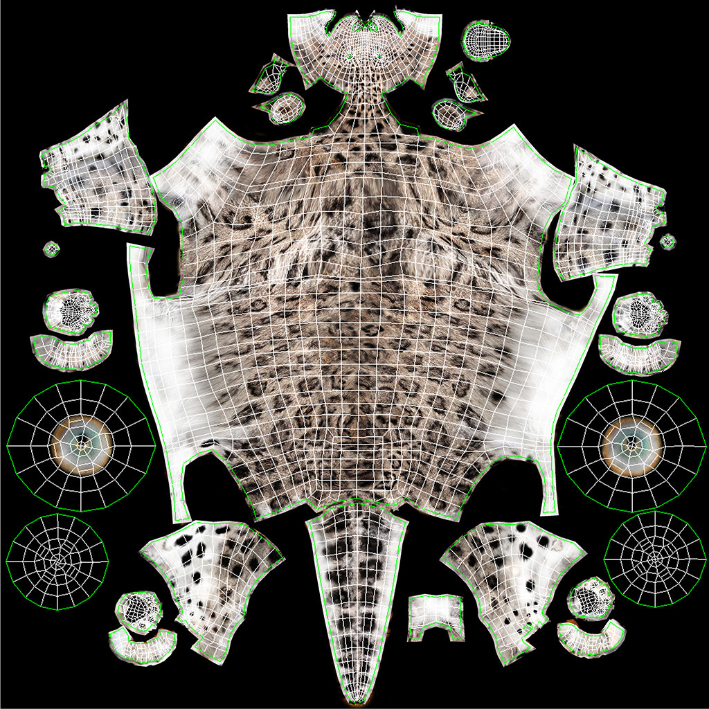 Snow Leopard 3D Model Body UVs
