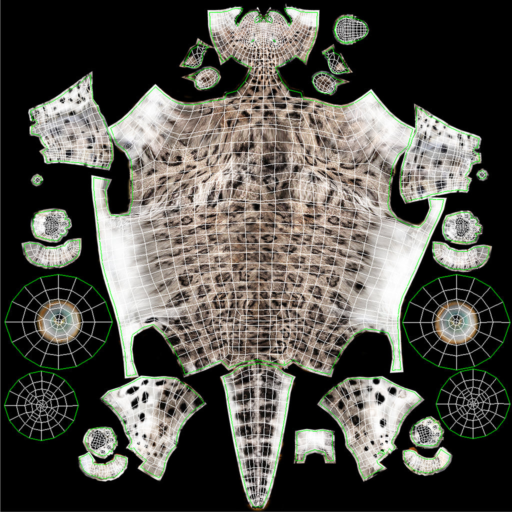 Snow Leopard 3D Model Body UVs
