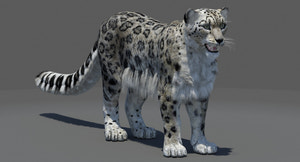 Snow Leopard 3D Model Polygonal Hairs Thumbnail