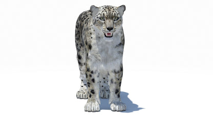 Snow Leopard 3D Model Polygonal Hairs