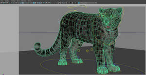Rigged Snow Leopard 3D Model Maya Rig Thumbnail