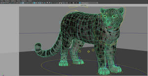 Rigged Snow Leopard 3D Model Maya Rig Thumbnail
