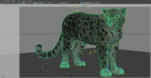 Rigged Snow Leopard 3D Model Maya Rig Thumbnail