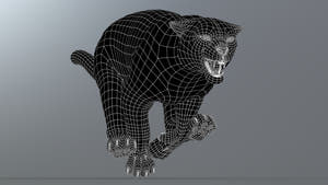 Snow Leopard 3d Model Wireframe Subdivision Level 0 Thumbnail