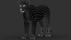 Sri Lankan Leopard 3D Model Wireframe View 0 Thumbnail