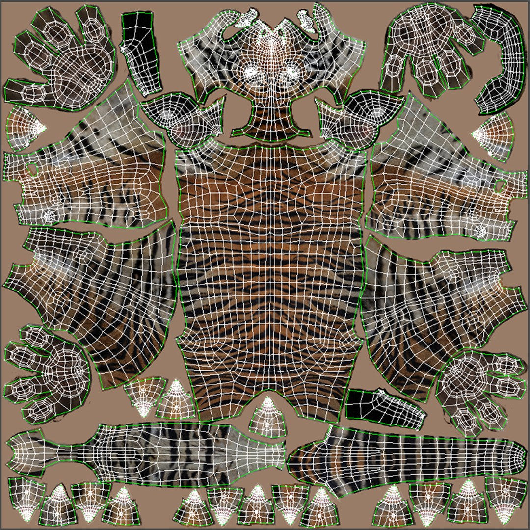 Tiger 3D model body UVs