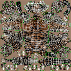 Tiger 3D Model Body Unwrapped UV Layout Thumbnail
