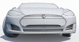 2014 Tesla Model S 3D Model Wireframe View Subdivision Level 0 Thumbnail
