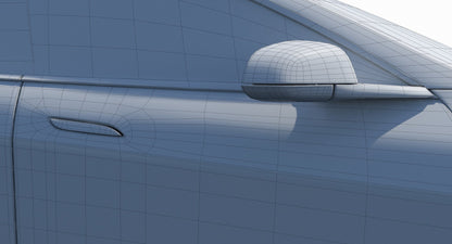 2014 Tesla Model S 3D Model Wireframe View Subdivision Level 0