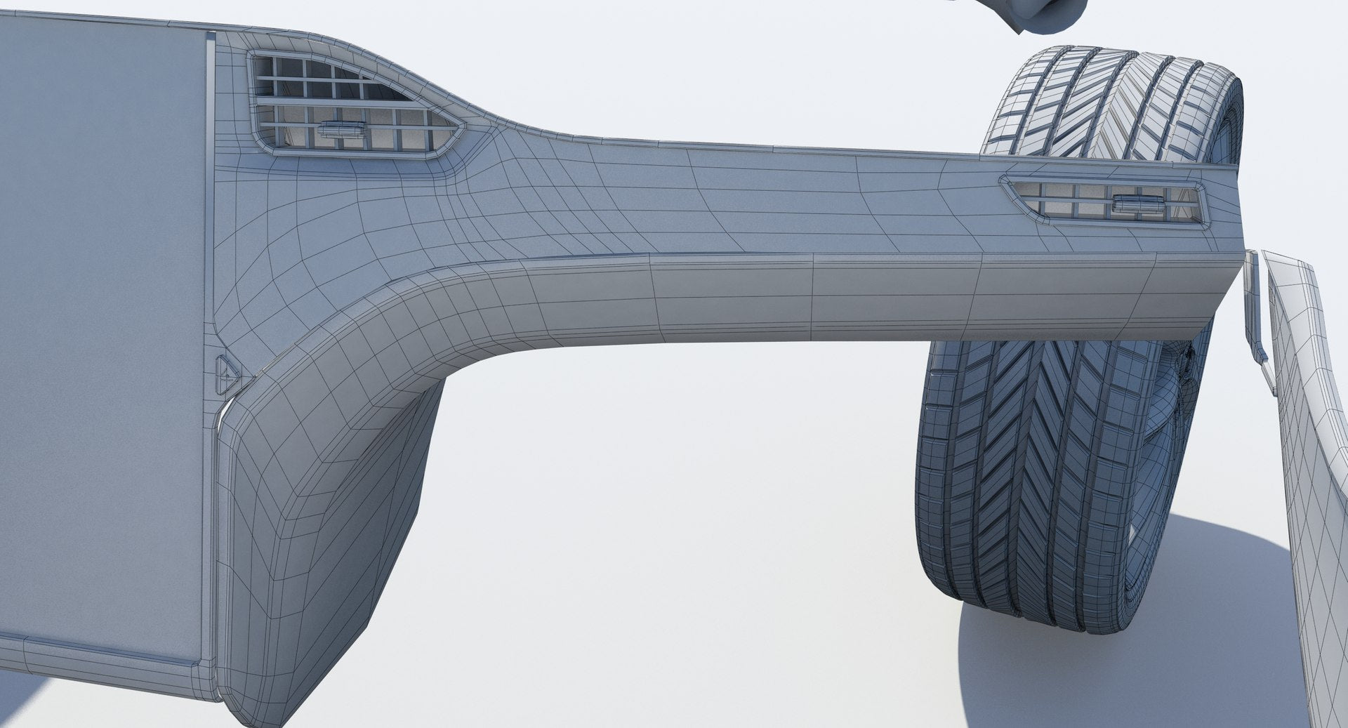 2014 Tesla Model S 3D Model Wireframe View Subdivision Level 0