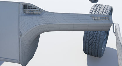 2014 Tesla Model S 3D Model Wireframe View Subdivision Level 0