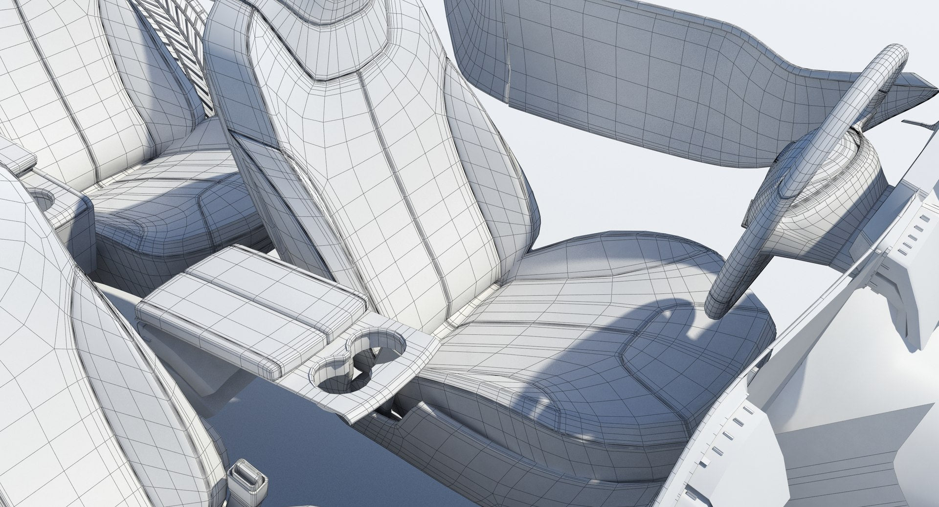 2014 Tesla Model S 3D Model Wireframe View Subdivision Level 0