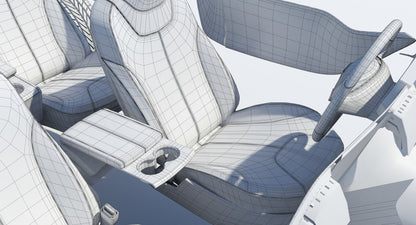 2014 Tesla Model S 3D Model Wireframe View Subdivision Level 0