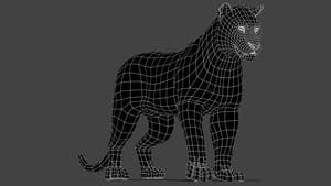 3D Tiger Model: wireframe view - subdivision 0 Thumbnail