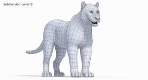 Tiger 3D Model Wireframe View, Subdivision Level 0 Thumbnail