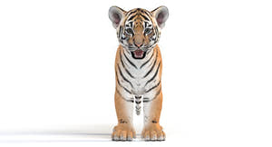Tiger cub 3d model standing on a white background Thumbnail