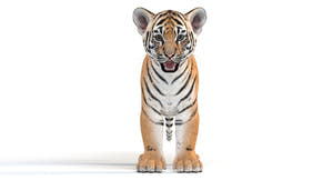 Tiger cub 3d model standing on a white background Thumbnail