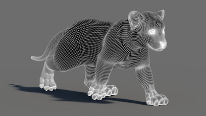 Animated Tiger Cub 3D Model with Groomed Hair