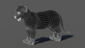 3D wireframe model of a panther on a gray background Thumbnail
