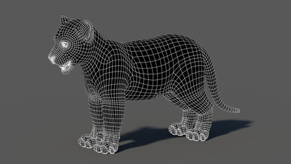 Tiger Cub 3D Model with Groomed Hair