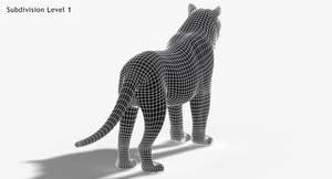 Tiger Amur Fur Two Color 3D Model Thumbnail