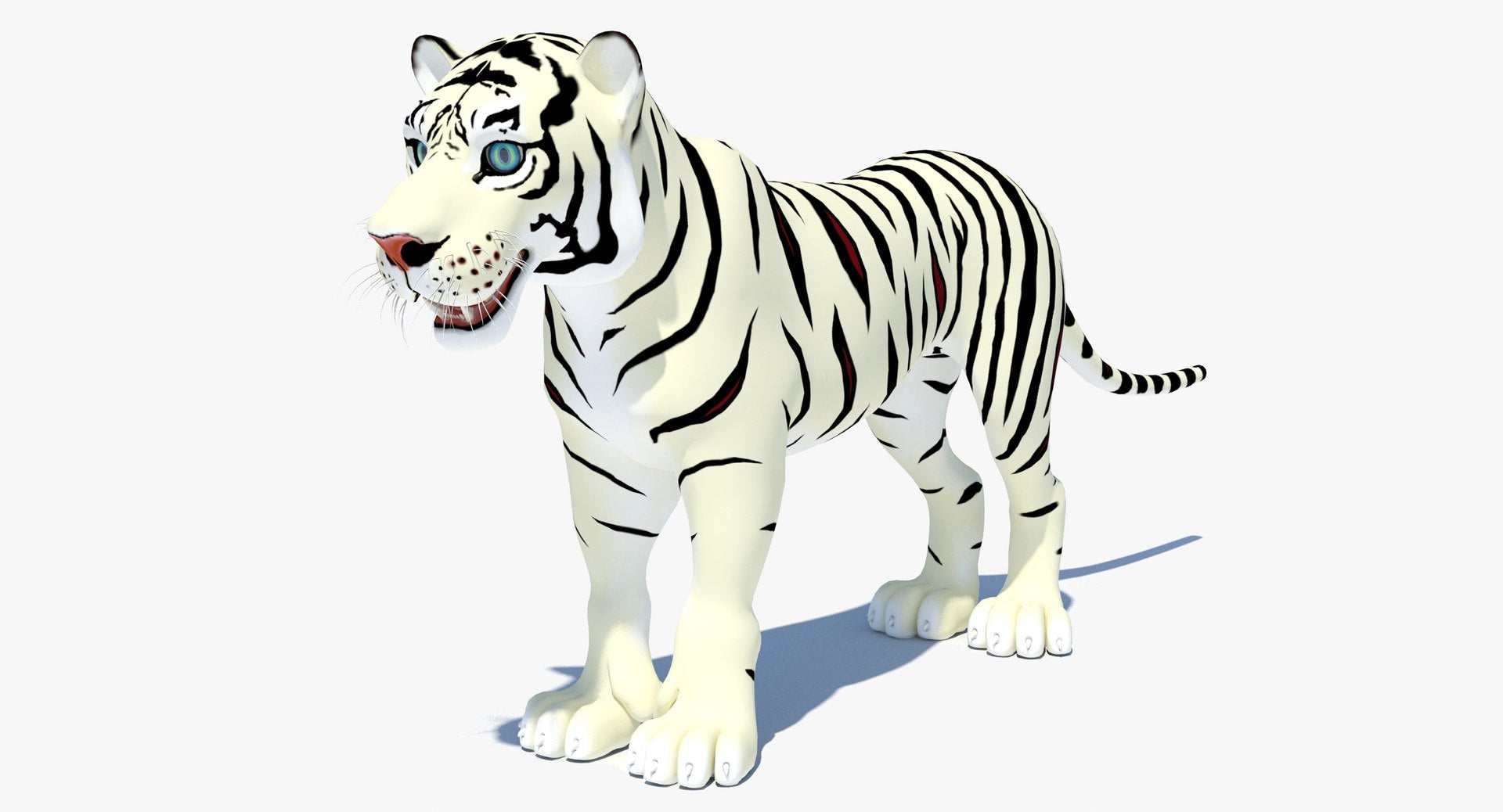 White Cartoon Tiger 3D Model