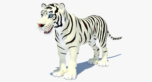 White Cartoon Tiger 3D Model Thumbnail