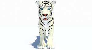 White Cartoon Tiger 3D Model Thumbnail