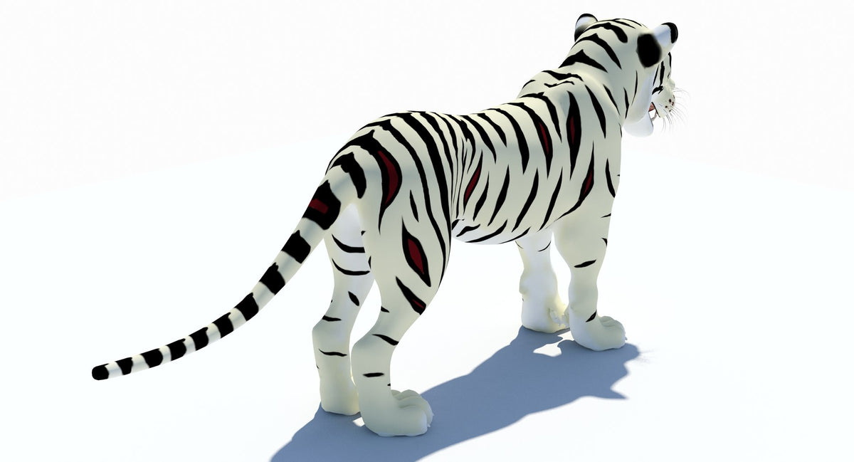 static White Cartoon Tiger 3D model