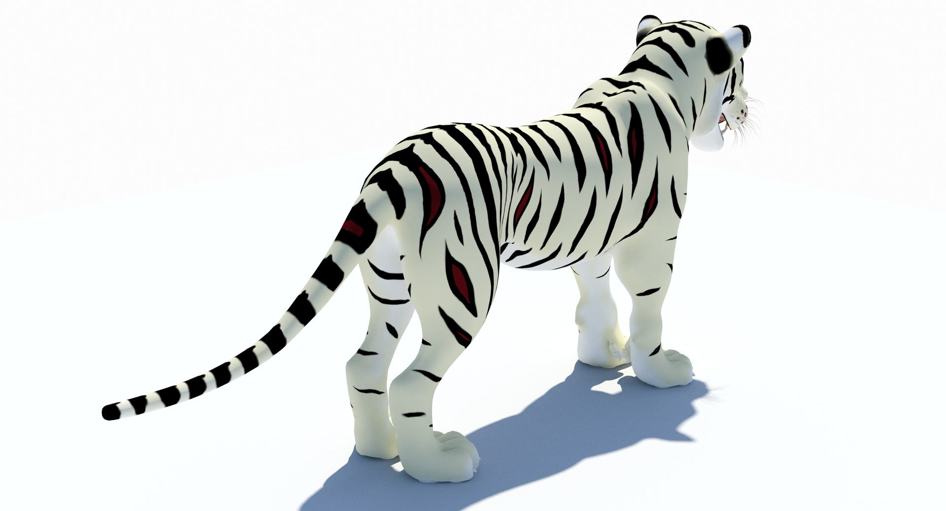 White Cartoon Tiger 3D Model