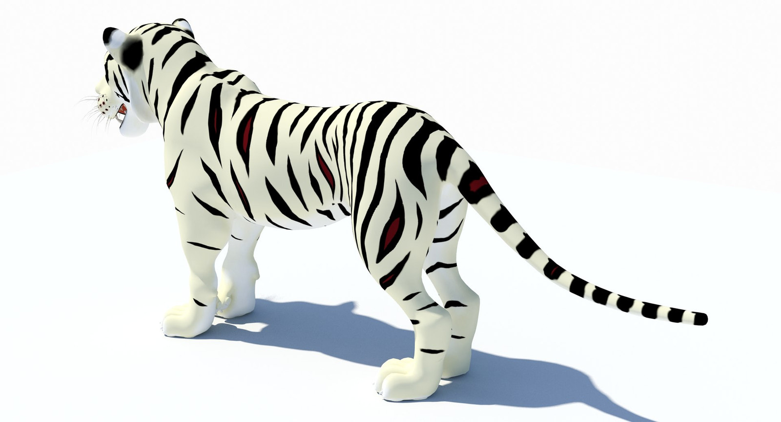 White Cartoon Tiger 3D Model