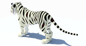 White Cartoon Tiger 3D Model Thumbnail