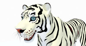 White Cartoon Tiger 3D Model Thumbnail